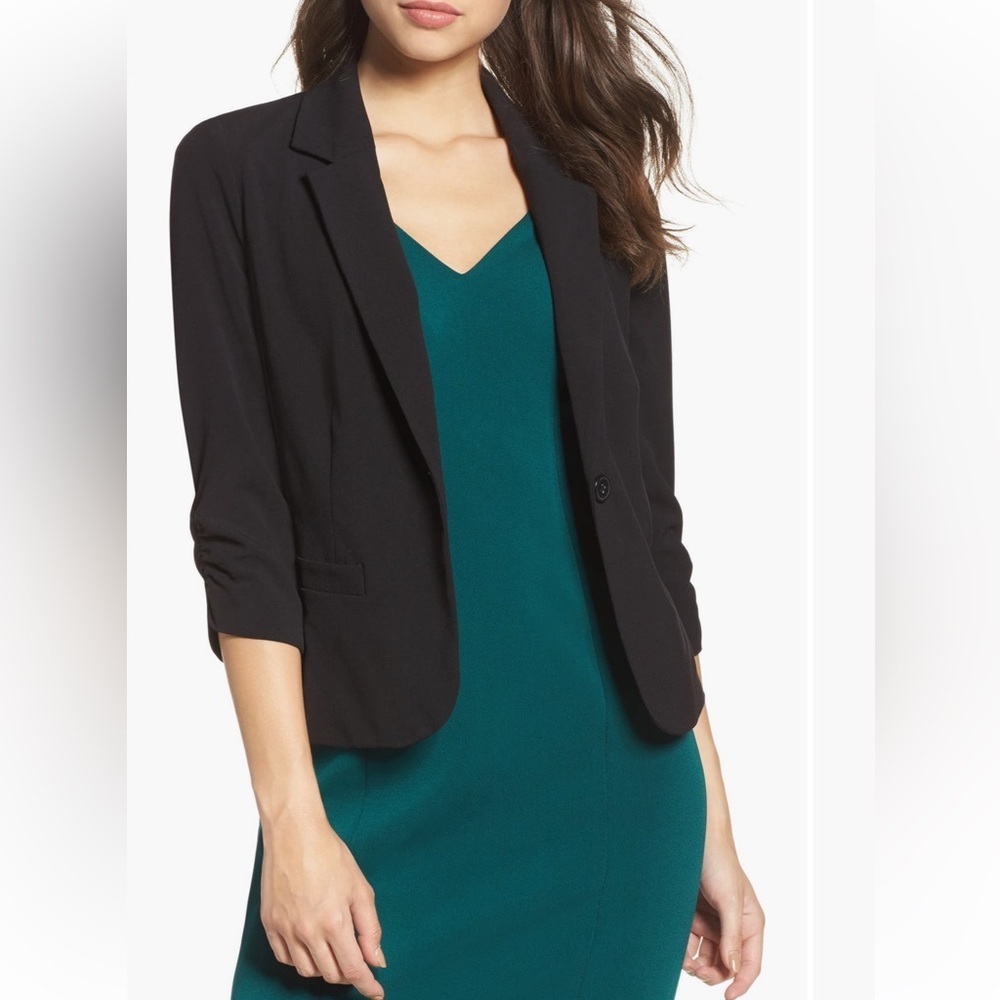 Eliza J Ruched Sleeve Blazer
